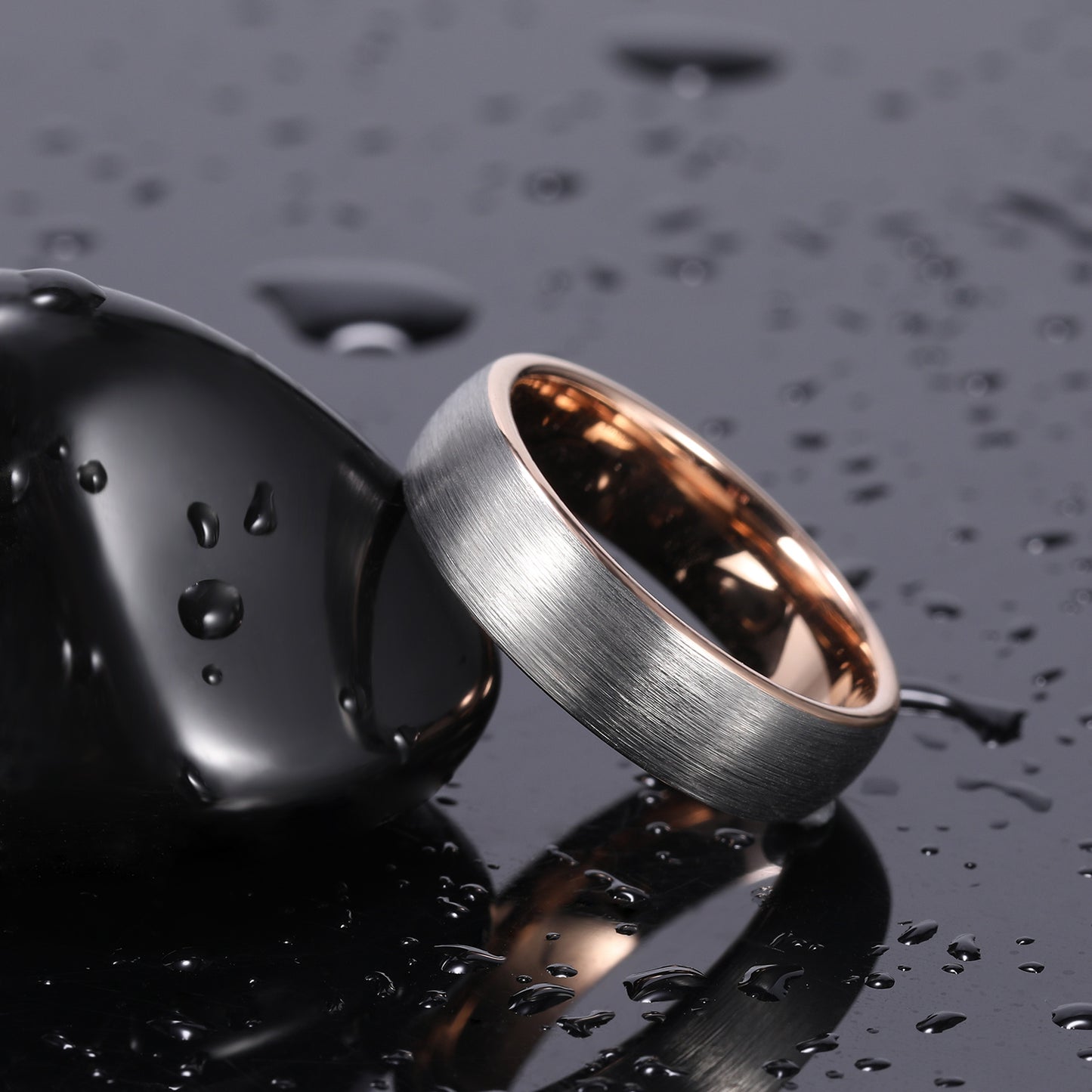 silver and gold mens wedding ring, background