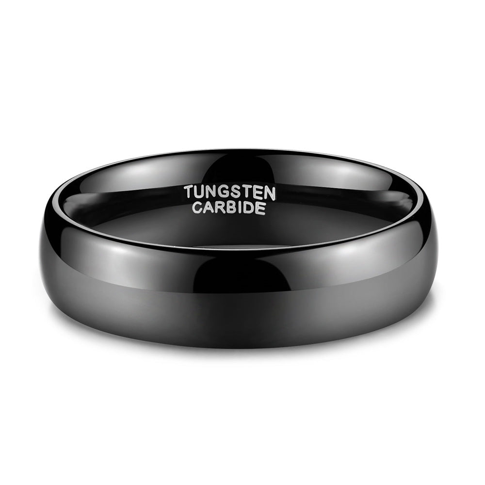 black mens wedding ring, flat