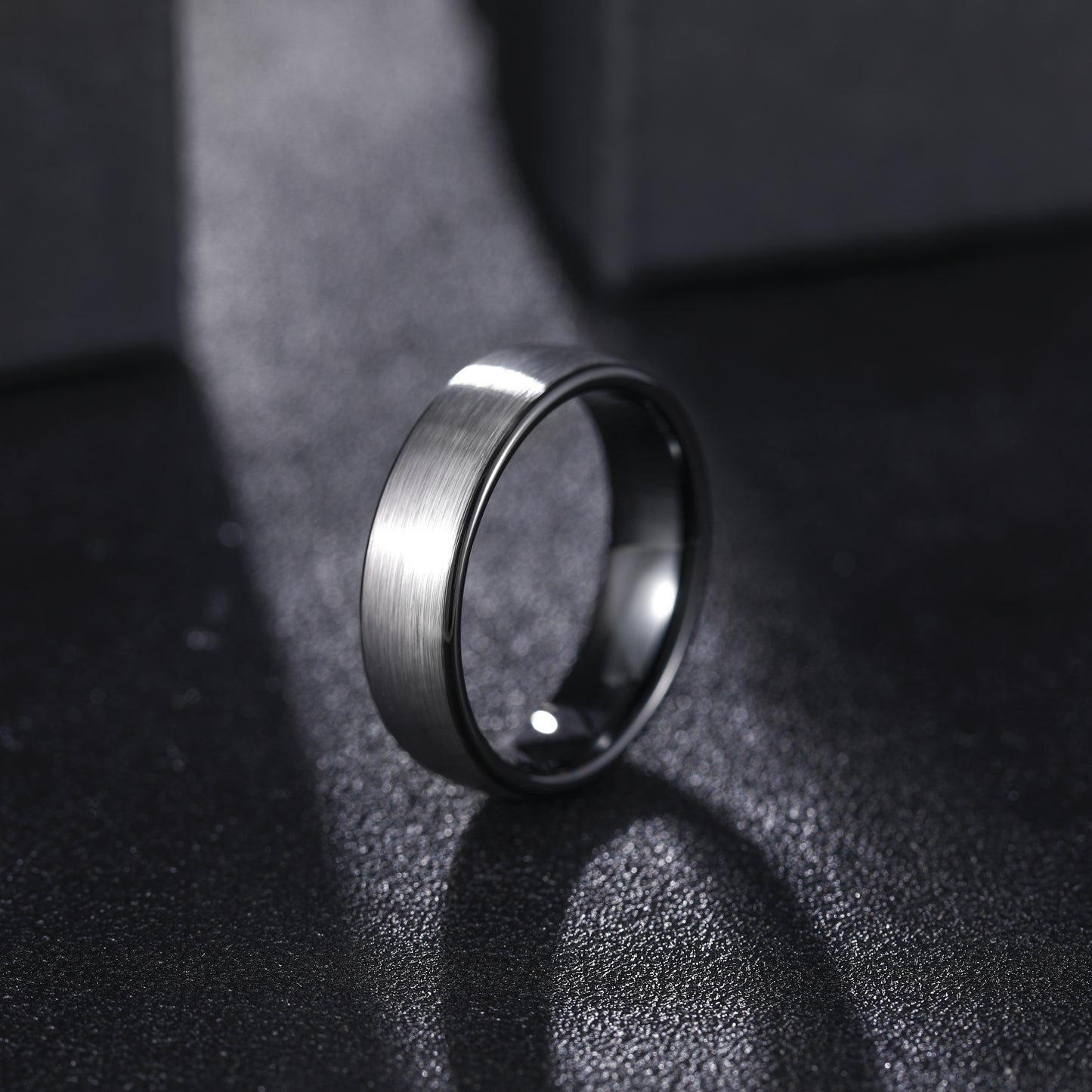 black and silver mens wedding ring, background 2