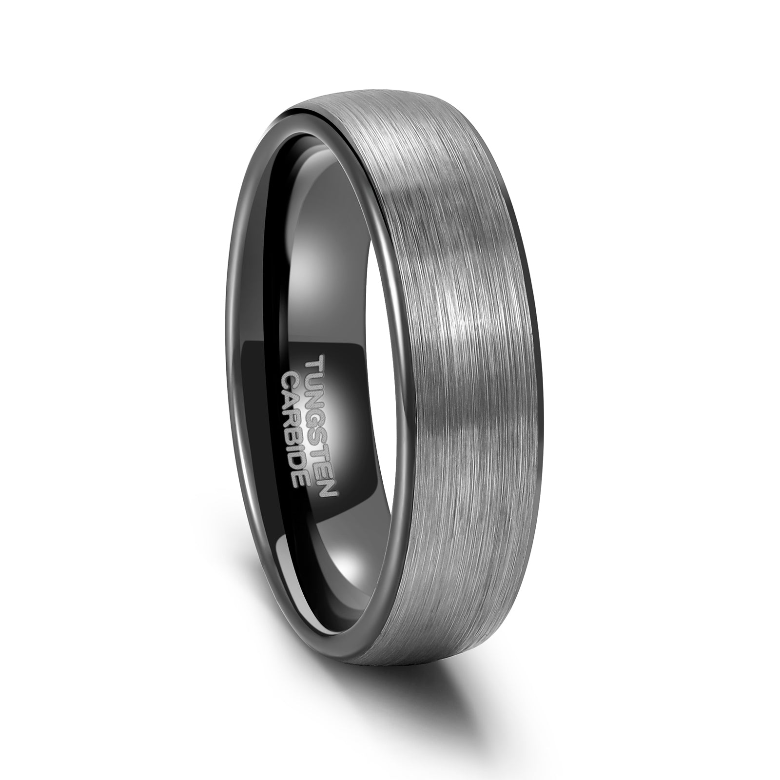 black and silver mens wedding ring, side